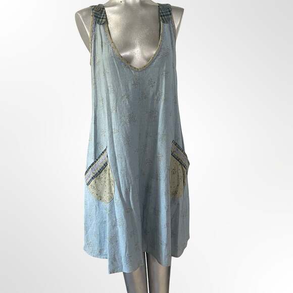 Custom made Dresses & Skirts - Custom Made Floral Linen Sleeveless Pinafore Dress with Patch Pockets